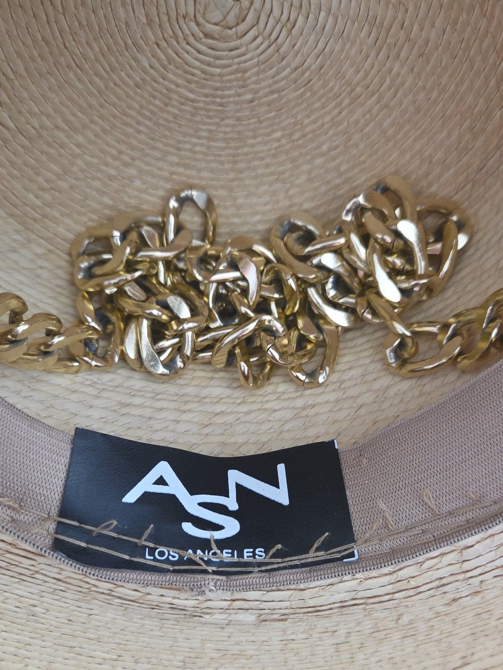 ASN Los Angeles Straw Hat with Removable Gold Chain